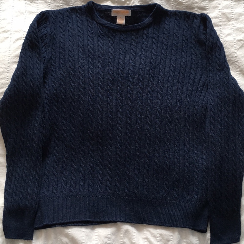 Brooks Brothers cotton navy cable knit sweater, XL